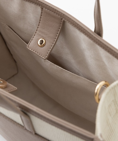 LOWELL things(ロウェル シングス)の「Carre/ファブリックフロントファスナ-2WAY BAG(トートバッグ・レディース・ブラウン/アイボリー/ダークベージュ・フリー)」の17枚目の写真