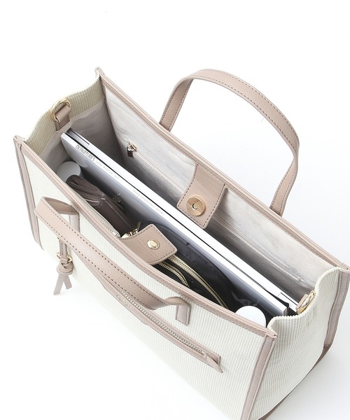LOWELL things(ロウェル シングス)の「Carre/ファブリックフロントファスナ-2WAY BAG(トートバッグ・レディース・ブラウン/アイボリー/ダークベージュ・フリー)」の19枚目の写真