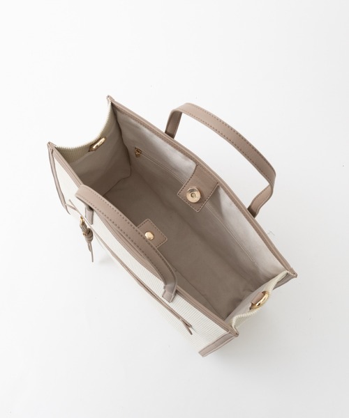 LOWELL things(ロウェル シングス)の「Carre/ファブリックフロントファスナ-2WAY BAG(トートバッグ・レディース・ブラウン/アイボリー/ダークベージュ・フリー)」の20枚目の写真