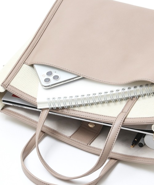 LOWELL things(ロウェル シングス)の「Carre/ファブリックフロントファスナ-2WAY BAG(トートバッグ・レディース・ブラウン/アイボリー/ダークベージュ・フリー)」の21枚目の写真