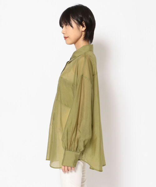 EACH.(イーチ)の「EACH(イーチ)BACK SLIT SEER SHIRT(シャツ/ブラウス・レディース・グリーン/ブルー/ピンク・FREE)」の4枚目の写真