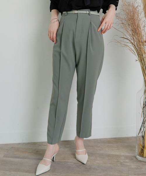 ナローベルト付HWタックパンツ