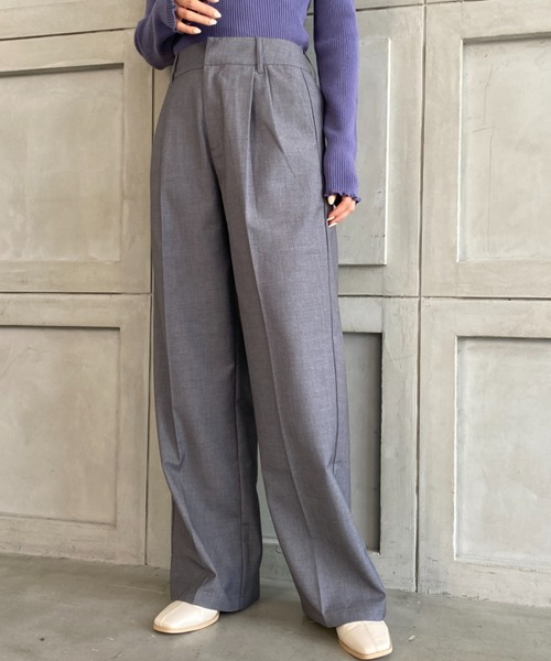 moment+（モーメントプラス）の「TRギャバ ツータックカラーパンツ（スラックス・レディース・ブラック/杢グレー/グリーン/ピンク/レッド/ネイビー・M/L/S）」の7枚目の写真