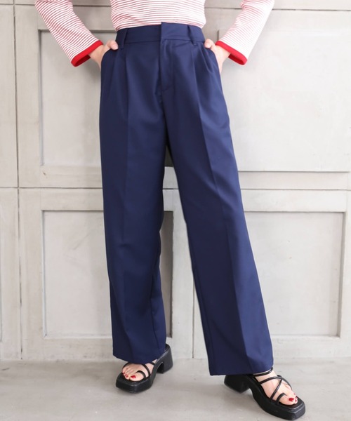 moment+（モーメントプラス）の「TRギャバ ツータックカラーパンツ（スラックス・レディース・ブラック/杢グレー/グリーン/ピンク/レッド/ネイビー・M/L/S）」の20枚目の写真