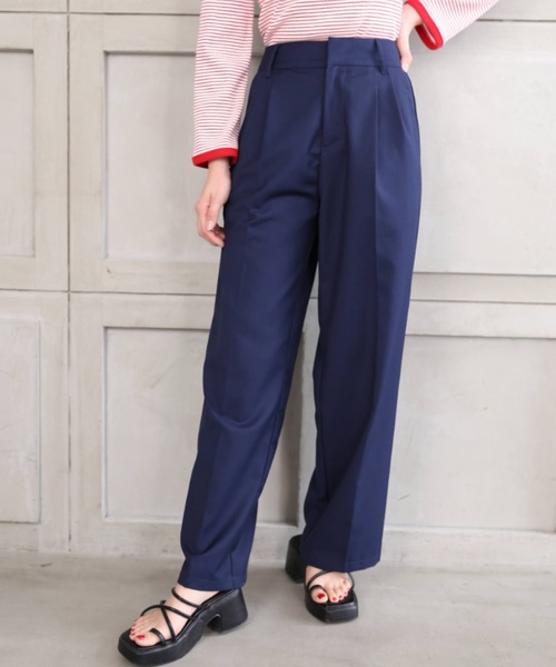 moment+（モーメントプラス）の「TRギャバ ツータックカラーパンツ（スラックス・レディース・ブラック/杢グレー/グリーン/ピンク/レッド/ネイビー・M/L/S）」の19枚目の写真