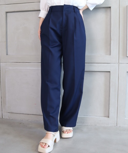 moment+（モーメントプラス）の「TRギャバ ツータックカラーパンツ（スラックス・レディース・ブラック/杢グレー/グリーン/ピンク/レッド/ネイビー・M/L/S）」の14枚目の写真