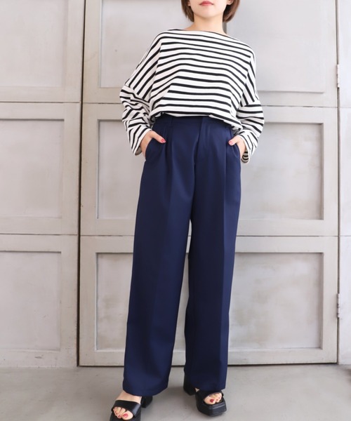 moment+（モーメントプラス）の「TRギャバ ツータックカラーパンツ（スラックス・レディース・ブラック/杢グレー/グリーン/ピンク/レッド/ネイビー・M/L/S）」の22枚目の写真