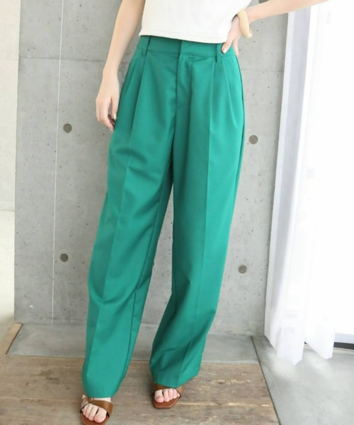 moment+（モーメントプラス）の「TRギャバ ツータックカラーパンツ（スラックス・レディース・ブラック/杢グレー/グリーン/ピンク/レッド/ネイビー・M/L/S）」の11枚目の写真