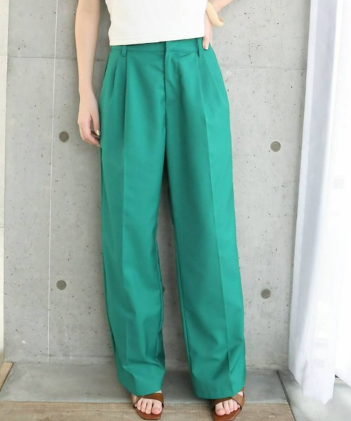 moment+（モーメントプラス）の「TRギャバ ツータックカラーパンツ（スラックス・レディース・ブラック/杢グレー/グリーン/ピンク/レッド/ネイビー・M/L/S）」の12枚目の写真