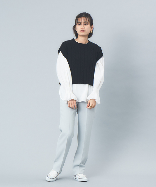 Rouge vif(ルージュヴィフ)の「ケーブルニットベスト(ベスト・レディース・ホワイト/ブラック・フリー)」の14枚目の写真