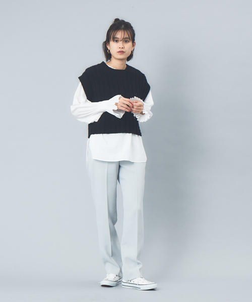 Rouge vif(ルージュヴィフ)の「ケーブルニットベスト(ベスト・レディース・ホワイト/ブラック・フリー)」の9枚目の写真