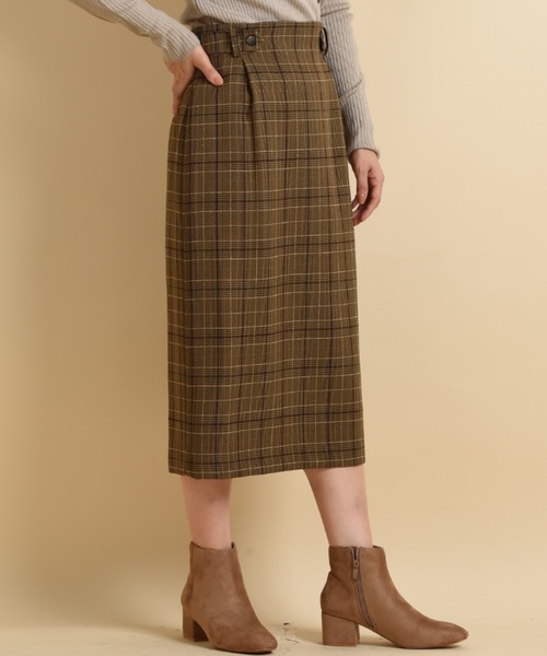 INTERPLANET（インタープラネット）の「チェックナロースカート（スカート・レディース・ブラック/ブラウン・FREE）」の2枚目の写真