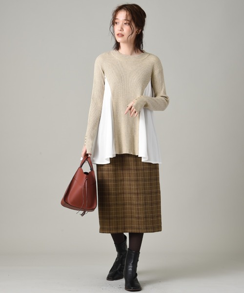 INTERPLANET（インタープラネット）の「チェックナロースカート（スカート・レディース・ブラック/ブラウン・FREE）」の7枚目の写真