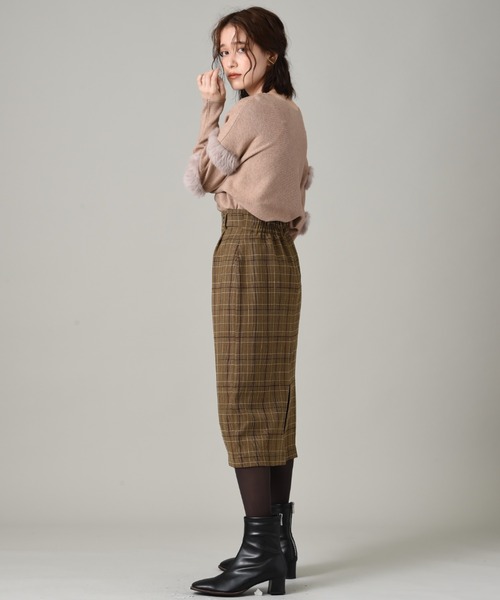 INTERPLANET（インタープラネット）の「チェックナロースカート（スカート・レディース・ブラック/ブラウン・FREE）」の5枚目の写真
