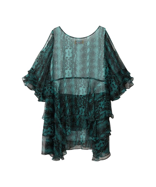 HYSTERIC GLAMOUR（ヒステリックグラマー）の「SKULL PYTHON柄 ティアードワンピース（ワンピース・レディース・チャコールグレー/ピンク/ブルー・FREE）」の5枚目の写真