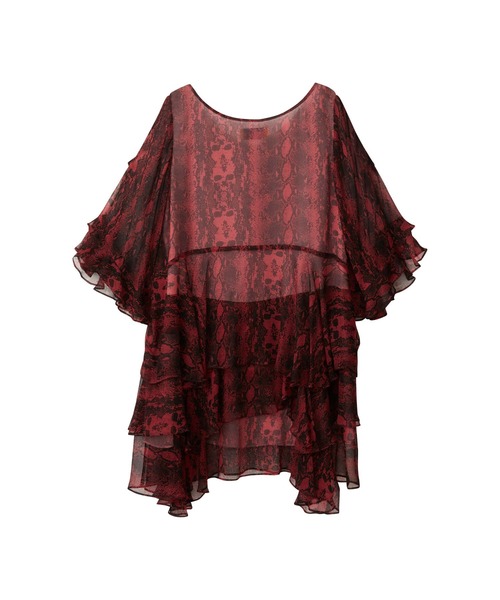 HYSTERIC GLAMOUR（ヒステリックグラマー）の「SKULL PYTHON柄 ティアードワンピース（ワンピース・レディース・チャコールグレー/ピンク/ブルー・FREE）」の6枚目の写真