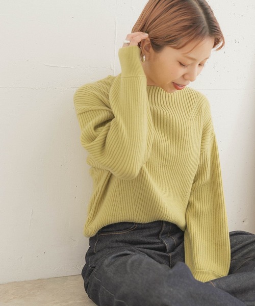 ITEMS URBANRESEARCH（アイテムズ アーバンリサーチ）の「ハイネックリブプルオーバー（ニット/セーター・レディース・ブラック/ミント/パープル/ブルー/オフホワイト/ブラウン/イエロー/ベージュ/グレー・FREE）」の9枚目の写真