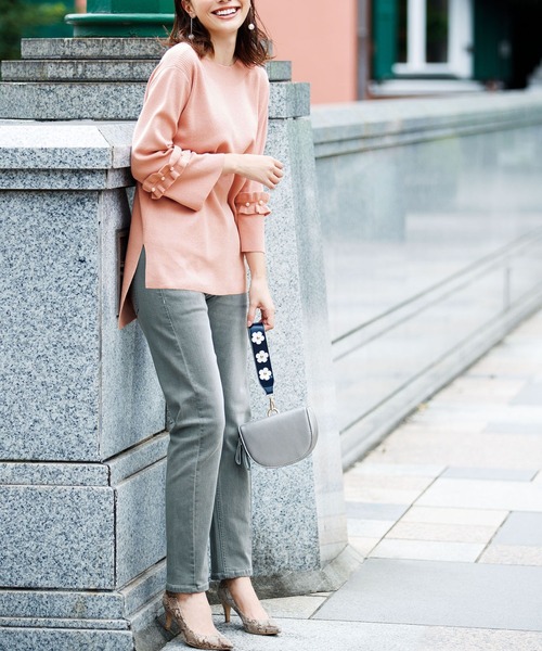 RANAN（ラナン）の「こだわりシルエット大人デニム（デニムパンツ・レディース・ベージュ/インディゴブルー/グレー/セージグリーン・61/67/73/64/70）」の15枚目の写真