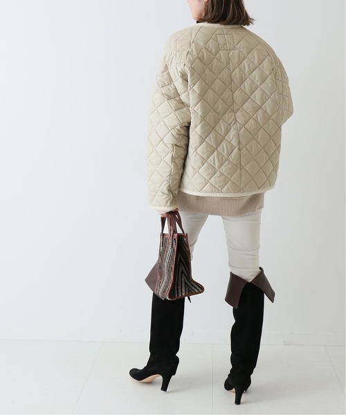 FRAMeWORK（フレームワーク）の「【LAVENHAM】 別注COLLARLESS ジャケット◆（ノーカラージャケット・レディース・ベージュ/ブラック・FREE）」の19枚目の写真