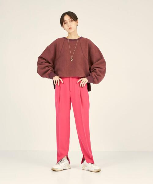 BRACTMENT(ブラクトメント)の「<BRACTMENT(ブラクトメント)>BM C/CEL 起毛裏毛 ショートプルオーバー / スウェット(スウェット・レディース・ナチュラル/ピンク/ワインレッド・FREE)」の7枚目の写真
