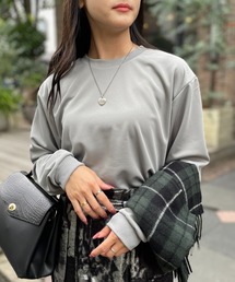 soerte メッシュ切り替えロングスリーブT グレー M soerte tシャツ MESH PANEL LONG SLEEVE TEE / メッシュ切り替え
