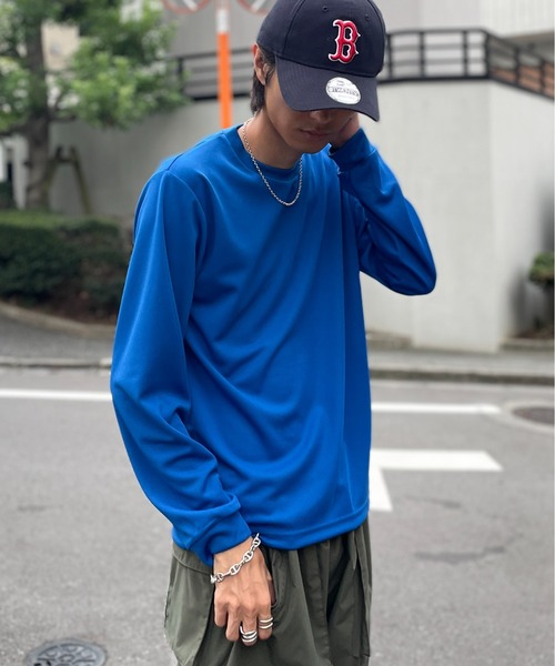 Printstar（プリントスター）の「一枚でも、重ねても。365日活躍【Printstar】mesh dry long sleeve t-shirt / メッシュドライロングスリーブTシャツ 長袖Tシャツ ロンT オーバーサイズ 無地 インナー UVカット 紫外線対策 00304（Tシャツ/カットソー・レディース・ホワイト/ブラック/ダークグレー/アーミー/グレー/ピンク/スモークピンク/イエロー/ミント/ライトブルー/ライトグリーン/ロイヤルブルー/レッド/バーガンディー/ネイビー/オリーブ/グリーン/ライトイエロー/パープル/ターコイズブルー/オレンジ・L/LL/M/S/3L）」の13枚目の写真