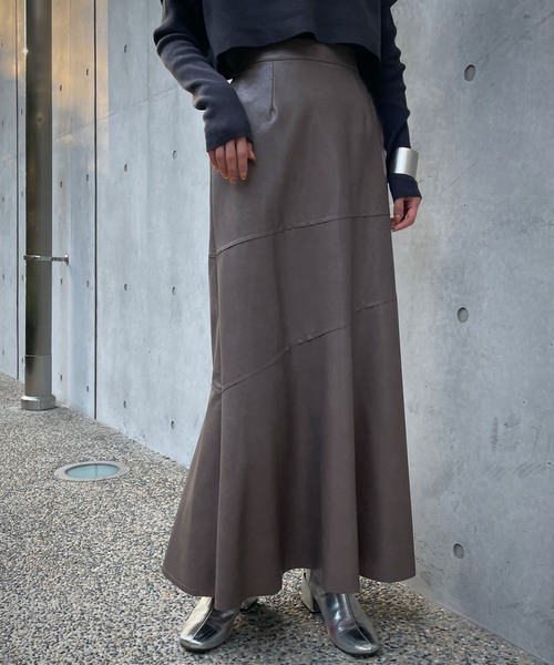 &g'aime(アンジェム)の「【&g’aime】レザーマーメイドスカート(スカート・レディース・オフホワイト/ブラック/モカ・FREE)」の7枚目の写真