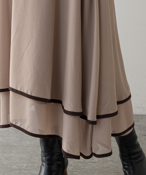 natural couture(ナチュラルクチュール)の「【WEB限定】配色パイピングティアードスカート(スカート・レディース・ベージュ/サックスブルー/ピンク・FREE)」の20枚目の写真