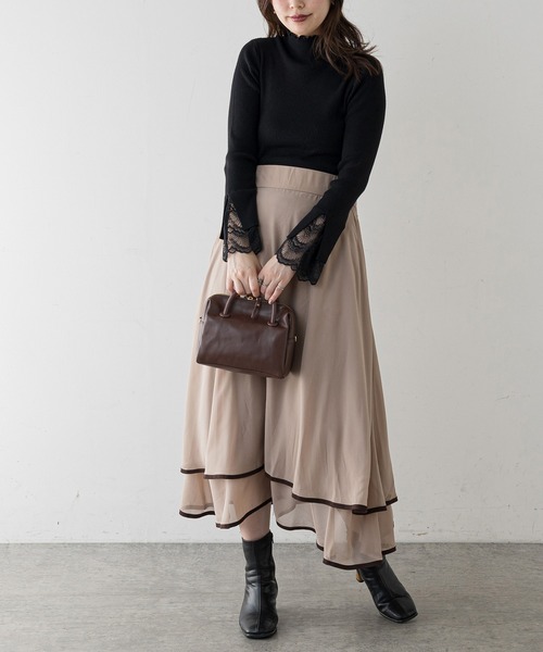 natural couture(ナチュラルクチュール)の「【WEB限定】配色パイピングティアードスカート(スカート・レディース・ベージュ/サックスブルー/ピンク・FREE)」の16枚目の写真