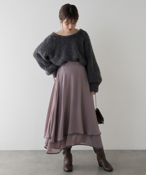 natural couture(ナチュラルクチュール)の「【WEB限定】配色パイピングティアードスカート(スカート・レディース・ベージュ/サックスブルー/ピンク・FREE)」の7枚目の写真