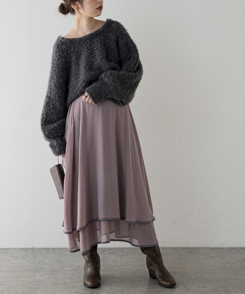 natural couture(ナチュラルクチュール)の「【WEB限定】配色パイピングティアードスカート(スカート・レディース・ベージュ/サックスブルー/ピンク・FREE)」の5枚目の写真