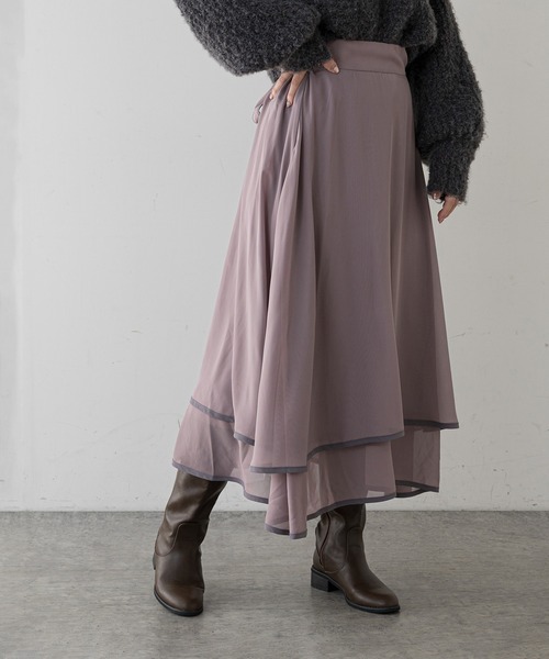 natural couture(ナチュラルクチュール)の「【WEB限定】配色パイピングティアードスカート(スカート・レディース・ベージュ/サックスブルー/ピンク・FREE)」の19枚目の写真