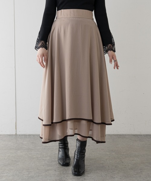 natural couture(ナチュラルクチュール)の「【WEB限定】配色パイピングティアードスカート(スカート・レディース・ベージュ/サックスブルー/ピンク・FREE)」の17枚目の写真