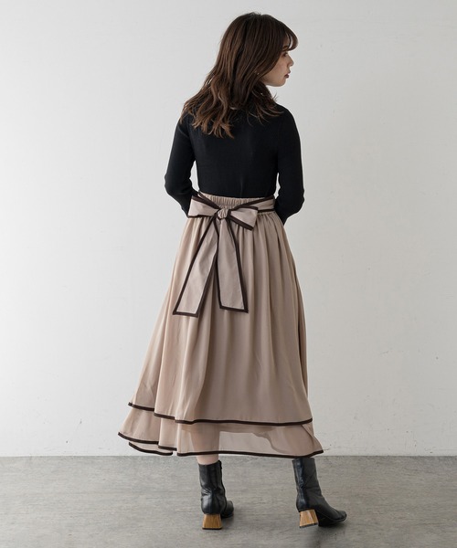 natural couture(ナチュラルクチュール)の「【WEB限定】配色パイピングティアードスカート(スカート・レディース・ベージュ/サックスブルー/ピンク・FREE)」の18枚目の写真