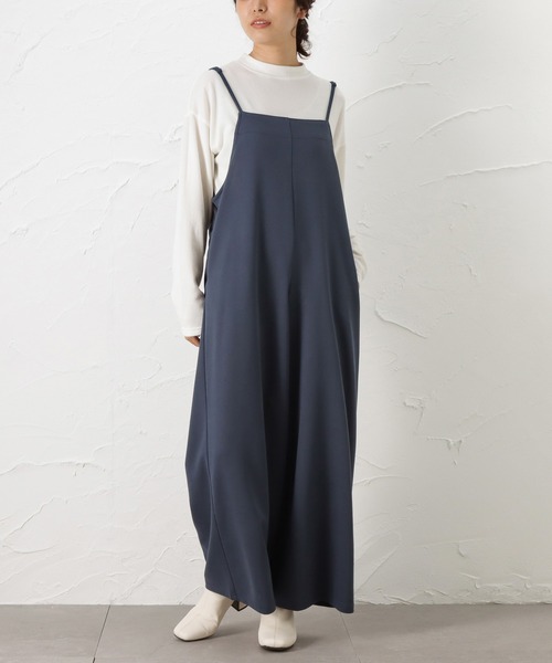 NAVY（ネイビー）の「長袖ニット+サロペット セット アンサンブル（ニット/セーター・レディース・ブルー/ピンク/ブラック/カーキ・L/M）」の3枚目の写真