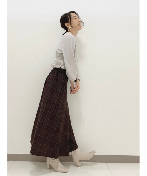 DRESKIP（ドレスキップ）の「◆ラップ風サイドプリ－ツチェック柄スカート（スカート・レディース・グレー系その他2/ライトイエロー系2/ワイン系1・02/03/04）」の10枚目の写真