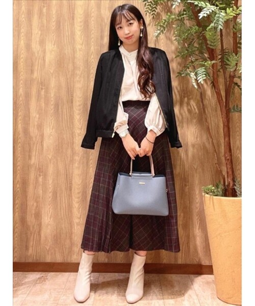 DRESKIP（ドレスキップ）の「◆ラップ風サイドプリ－ツチェック柄スカート（スカート・レディース・グレー系その他2/ライトイエロー系2/ワイン系1・02/03/04）」の11枚目の写真