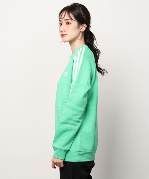 adidas(アディダス)の「【adidas/アディダス】トレフォイル ワンポイント スリーストライプス スウェット/オリジナルス(スウェット・レディース・グリーン/ブラック・L/M/XL)」の4枚目の写真