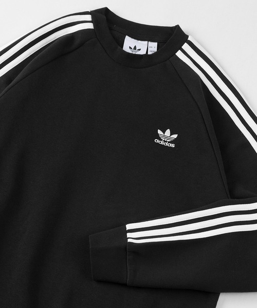 adidas(アディダス)の「【adidas/アディダス】トレフォイル ワンポイント スリーストライプス スウェット/オリジナルス(スウェット・レディース・グリーン/ブラック・L/M/XL)」の1枚目の写真