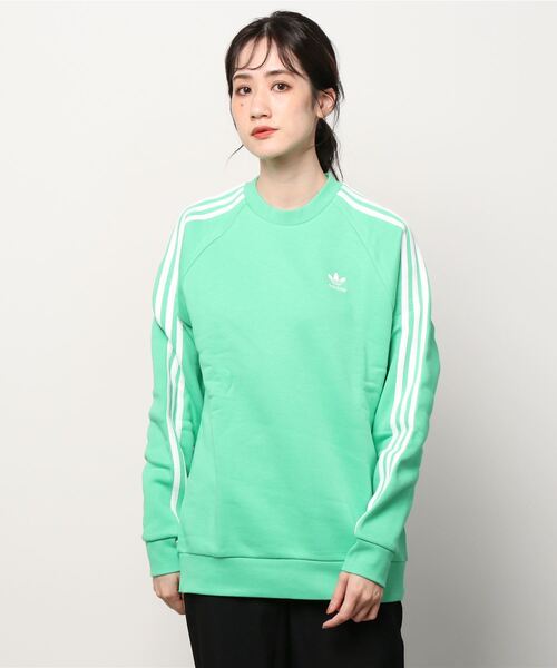 adidas(アディダス)の「【adidas/アディダス】トレフォイル ワンポイント スリーストライプス スウェット/オリジナルス(スウェット・レディース・グリーン/ブラック・L/M/XL)」の3枚目の写真