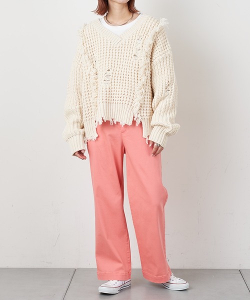 CIAOPANIC TYPY（チャオパニックティピー）の「光沢チノカラーパンツ（チノパンツ・レディース・ブラック/ベージュ/ダークグリーン/ピンク・SMALL/MEDIUM/LARGE）」の10枚目の写真