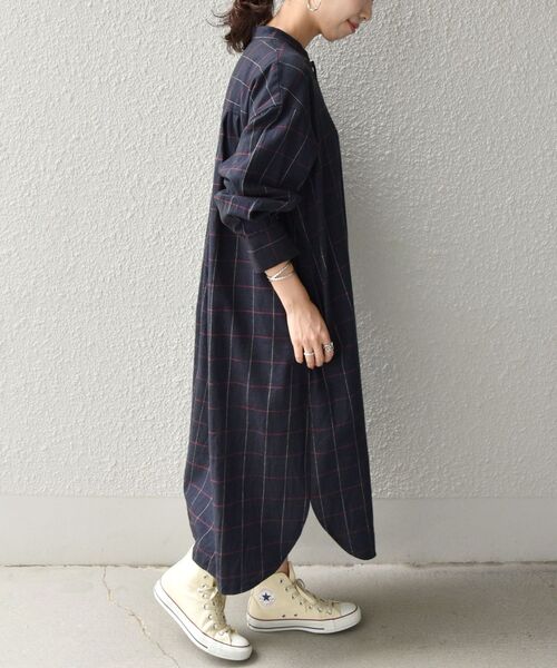 SHIPS any（シップス エニィ）の「SHIPS any:〈ウォッシャブル〉チェック パフ シャツワンピース◇（シャツワンピース・レディース・ブラック/ブルー・ONE SIZE）」の13枚目の写真
