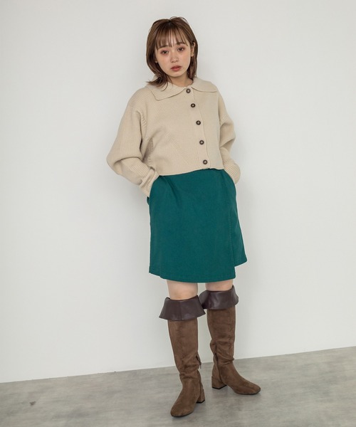 w closet（ダブルクローゼット）の「ラップ風ミニスカート（スカート・レディース・ダークグレー/ダークオレンジ/ブラック×ホワイト/グリーン・FREE）」の14枚目の写真