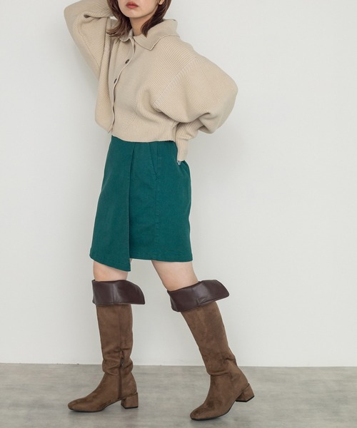 w closet（ダブルクローゼット）の「ラップ風ミニスカート（スカート・レディース・ダークグレー/ダークオレンジ/ブラック×ホワイト/グリーン・FREE）」の15枚目の写真