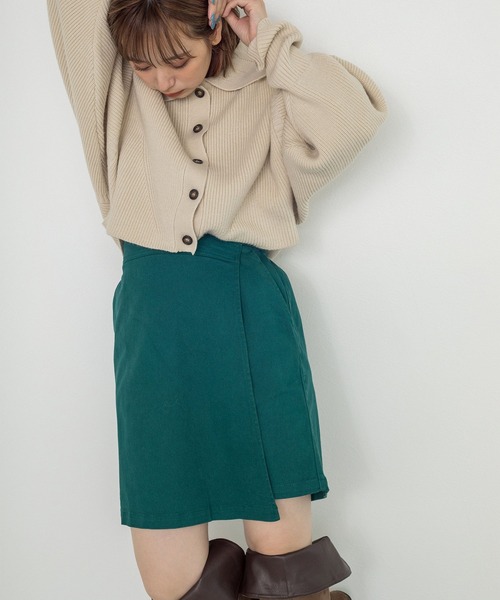 w closet（ダブルクローゼット）の「ラップ風ミニスカート（スカート・レディース・ダークグレー/ダークオレンジ/ブラック×ホワイト/グリーン・FREE）」の19枚目の写真