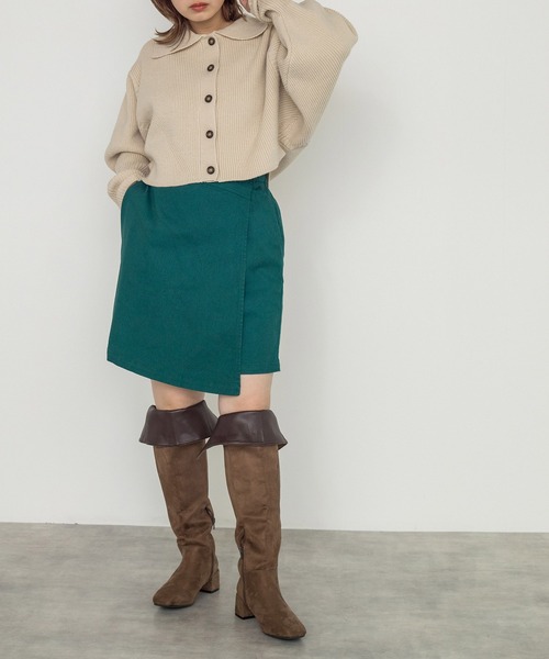 w closet（ダブルクローゼット）の「ラップ風ミニスカート（スカート・レディース・ダークグレー/ダークオレンジ/ブラック×ホワイト/グリーン・FREE）」の21枚目の写真