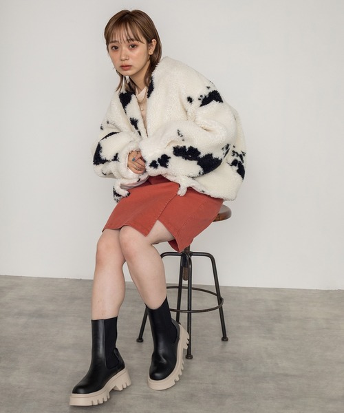 w closet（ダブルクローゼット）の「ラップ風ミニスカート（スカート・レディース・ダークグレー/ダークオレンジ/ブラック×ホワイト/グリーン・FREE）」の22枚目の写真