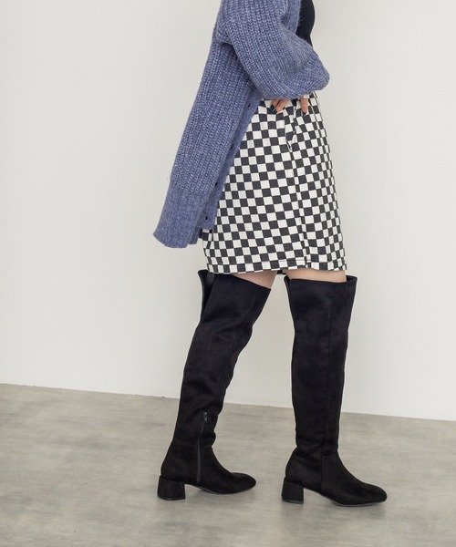 w closet（ダブルクローゼット）の「ラップ風ミニスカート（スカート・レディース・ダークグレー/ダークオレンジ/ブラック×ホワイト/グリーン・FREE）」の6枚目の写真