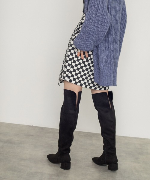 w closet（ダブルクローゼット）の「ラップ風ミニスカート（スカート・レディース・ダークグレー/ダークオレンジ/ブラック×ホワイト/グリーン・FREE）」の10枚目の写真