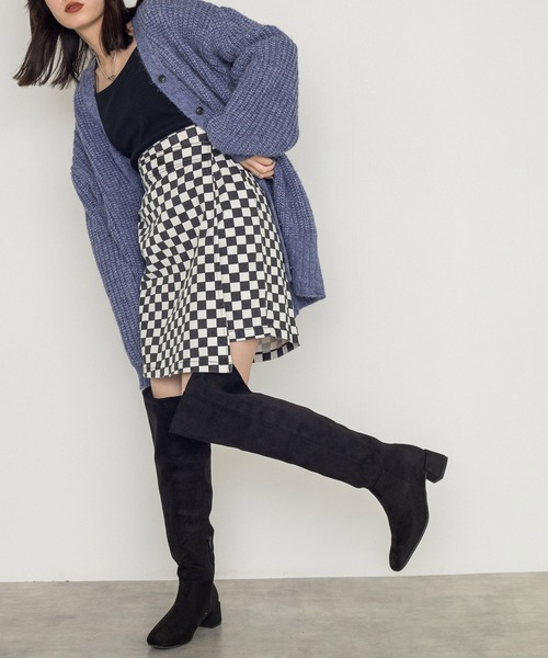 w closet（ダブルクローゼット）の「ラップ風ミニスカート（スカート・レディース・ダークグレー/ダークオレンジ/ブラック×ホワイト/グリーン・FREE）」の11枚目の写真